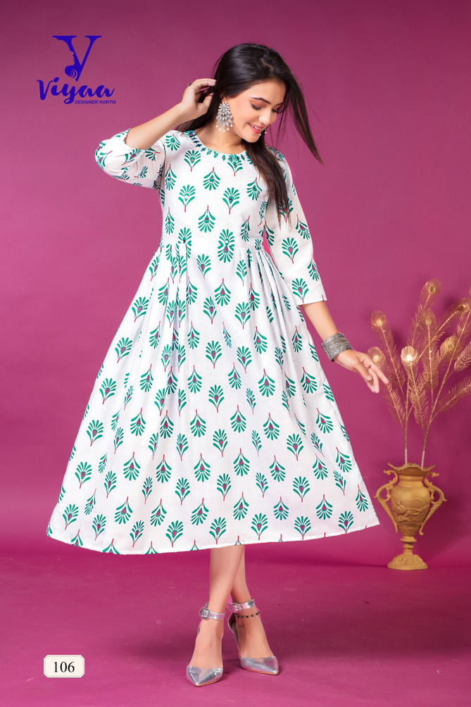 Viyaa Kit Kat Printed Cotton Anarakali Kurti Catalog
